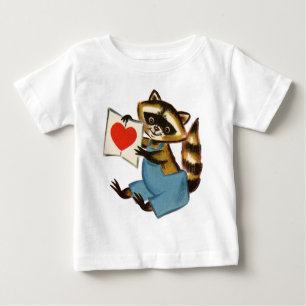 Retro-Waschbär-Valentinstag Baby T-shirt