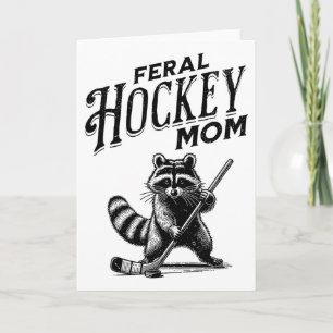 Retro-Waschbär-Wilde-Hockey-Mama-Hockeyspieler-Mül Karte