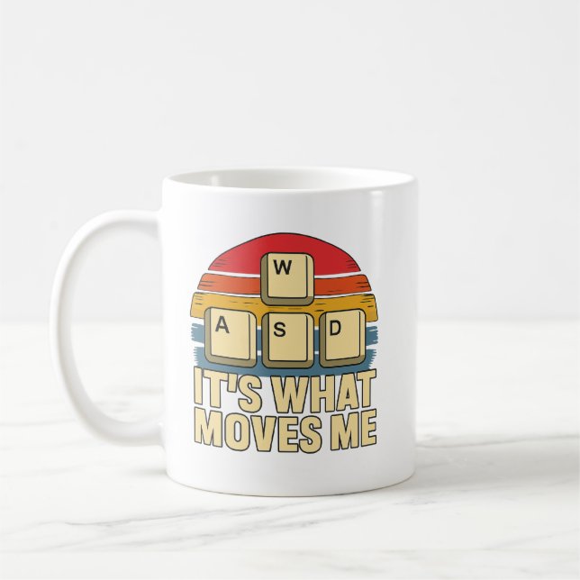 Retro WASD Gaming Keys Funny PC Gamer Design, retr Kaffeetasse (Links)