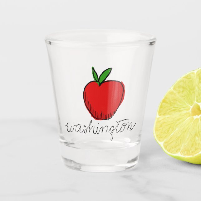 Retro Washington Apple Souvenir Schuss Glas (Vorderseite)