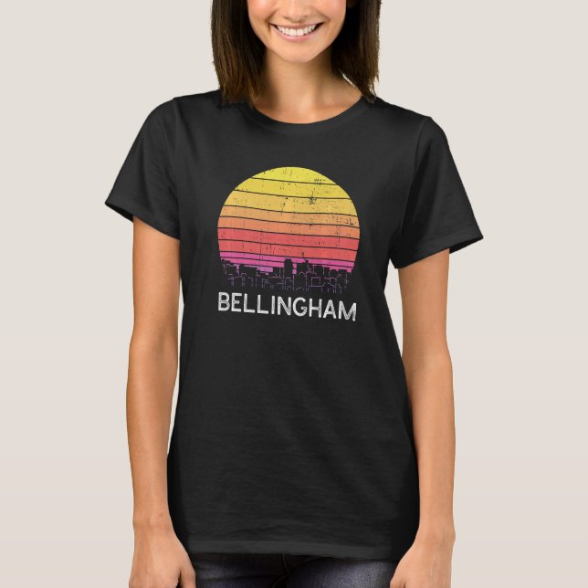 Retro Washington Bellingham Skyline Vintage Urban  T-Shirt (Vorderseite)