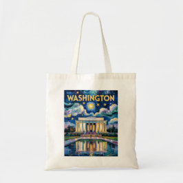 Retro Washington DC Lincoln Memorial Van Gogh Art Tragetasche