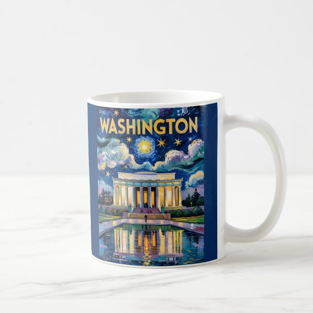 Retro Washington DC Lincoln Memorial Van Gogh Kuns Kaffeetasse (Rechts)