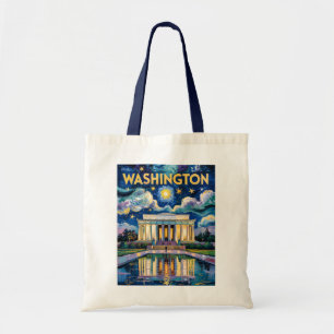 Retro Washington DC Lincoln Memorial Van Gogh Kuns Tragetasche
