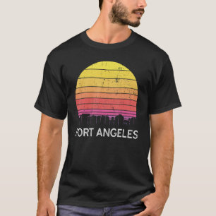 Retro Washington Port Angeles Skyline Vintag Urba T-Shirt