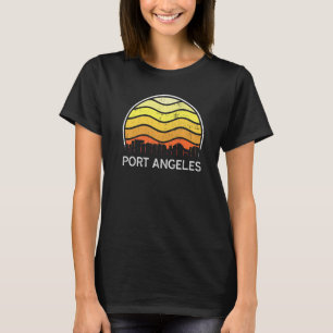 Retro Washington Port Angeles Visitors Skyline Vin T-Shirt