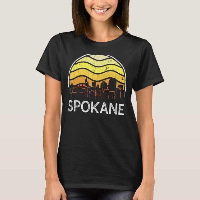 Retro Washington Spokane Besucher Skyline Vintag T-Shirt (Vorderseite)