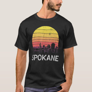 Retro Washington Spokane Skyline Vintag Urban Bui T-Shirt