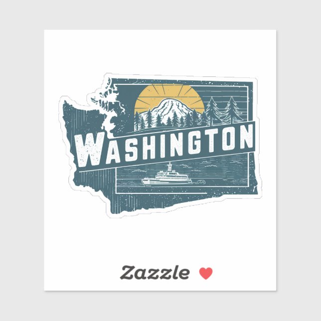 Retro Washington Staat Car Sticker (Blatt)