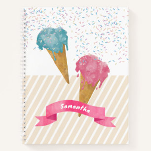 Retro Wasserfarbe Eiscreme & Sprinkles Notizbuch