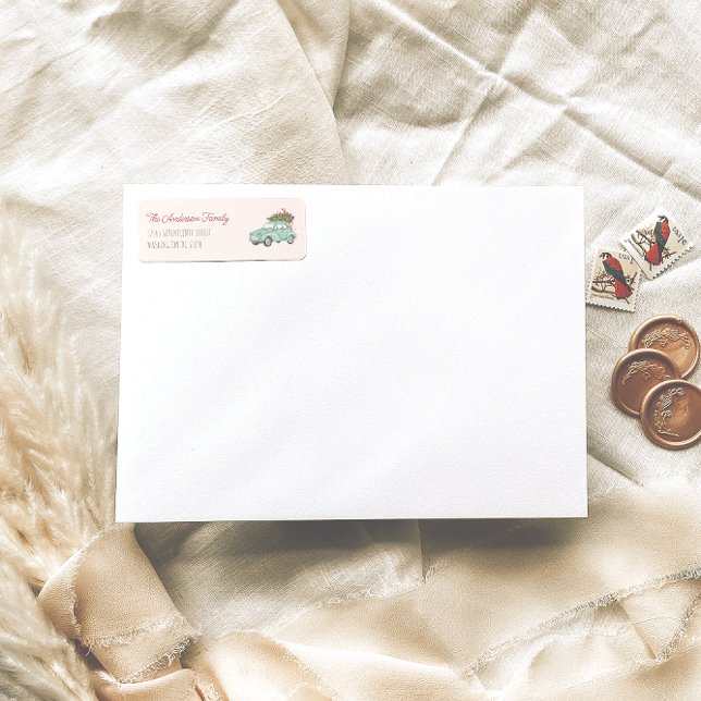 Retro Wasserfarbe Grün Frohe Weihnachtswagenbaum (Von Creator hochgeladen)