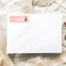 Retro Wasserfarbe Rote Streifen Weihnachtsbaum