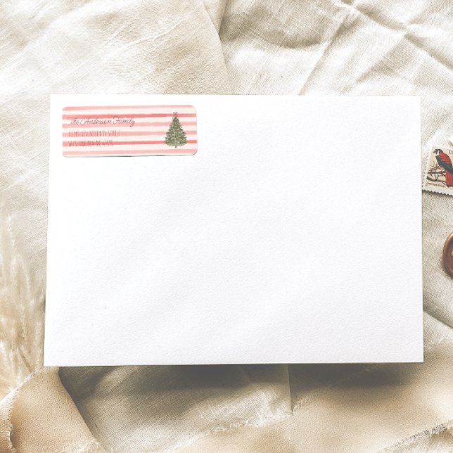 Retro Wasserfarbe Rote Streifen Weihnachtsbaum (Von Creator hochgeladen)