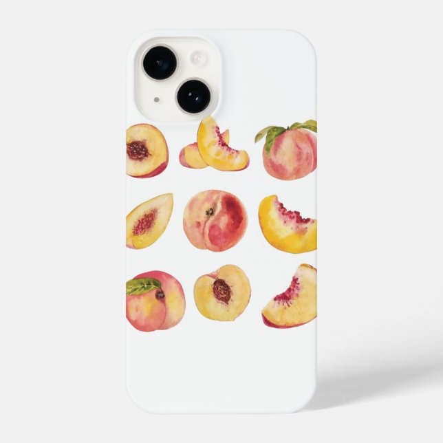 Retro Wasserfarbe und farbenfrohe frische Pfirsich iPhone Hülle (Rückseite)