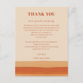 Retro Wasserfarben Streifen Terracotta Vielen Dank Postkarte