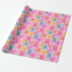 Retro Watercolor Floral Muster Geschenkpapier