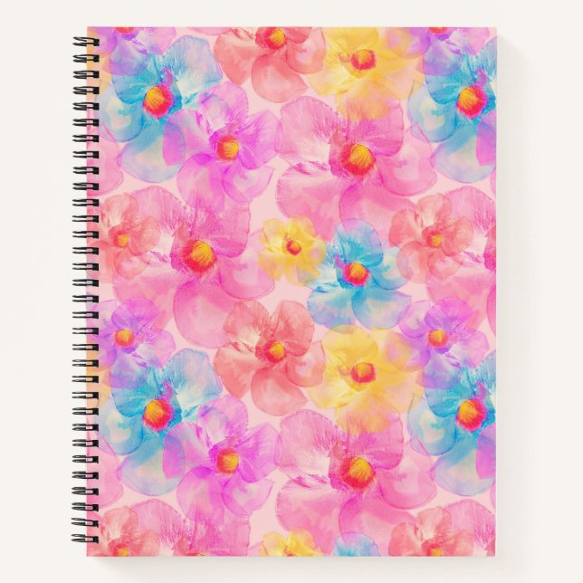 Retro Watercolor Floral Muster Notizbuch (Vorderseite)