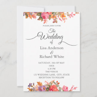 Retro Watercolor Florals Einladung