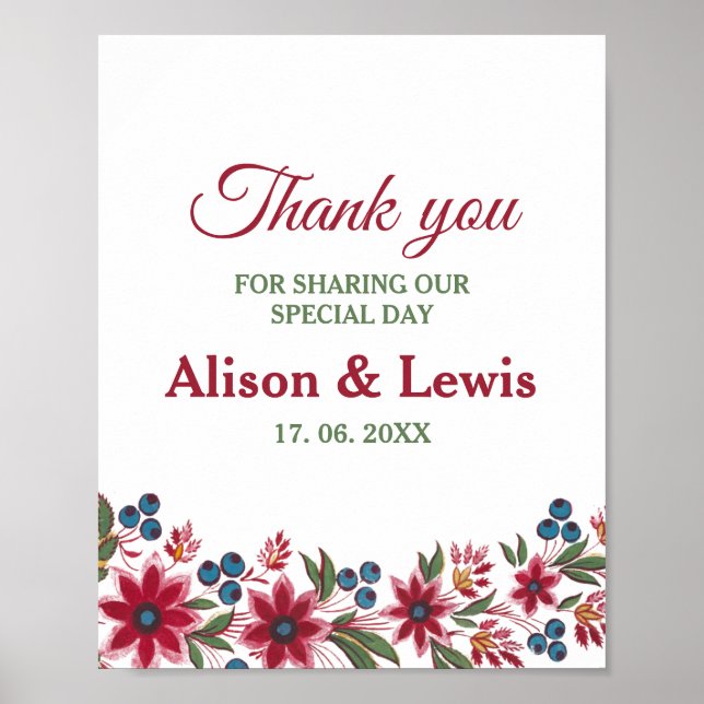 Retro Watercolor Florals Poster (Vorne)