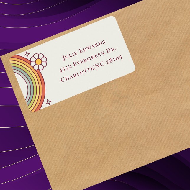 Retro Watercolor Rainbow Boho Adressetikett (Von Creator hochgeladen)