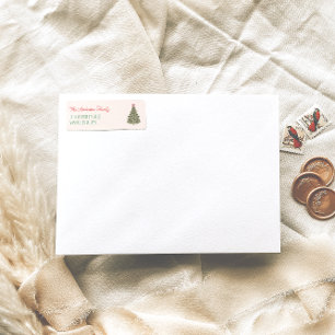 Retro Watercolor Red Green Christmas Bow Tree