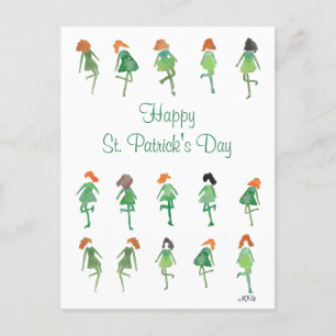 Retro Watercolor St. Patrick's Day Irish Dance Postkarte