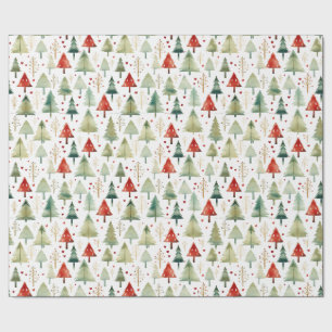 Retro Watercolor Weihnachtsbaumen Weihnachten Geschenkpapier