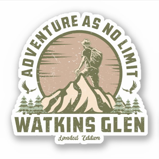 Retro Watkins Glen Hike Aufkleber (Vorderseite)