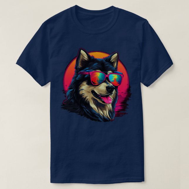 Retro Wave Alaska Malmute Hundeshirt TShirt (Design vorne)