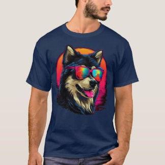 Retro Wave Alaska Malmute Hundeshirt TShirt