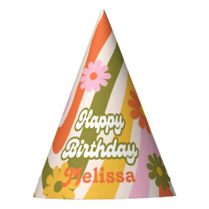 Retro Wave Blume Green 40. Geburtstag Willkommen Partyhütchen