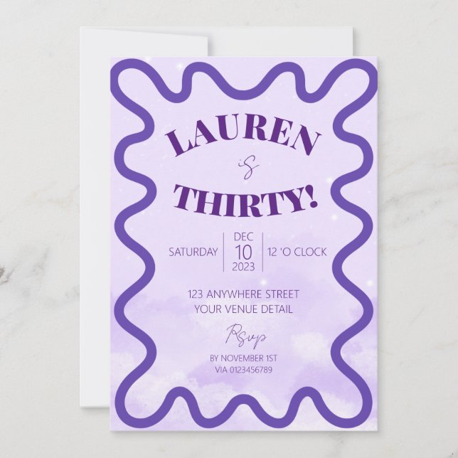 Retro Wave border 30. Geburtstag Party Einladung (Vorderseite)