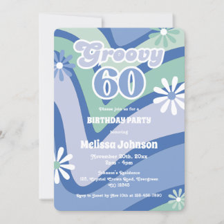 Retro Wave Daisies Groovy 60. Einladung