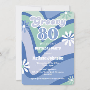 Retro Wave Daisies Groovy 80. Einladung