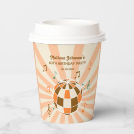 Retro Wave Disco Ball Musikalisches Orange Geburts Pappbecher
