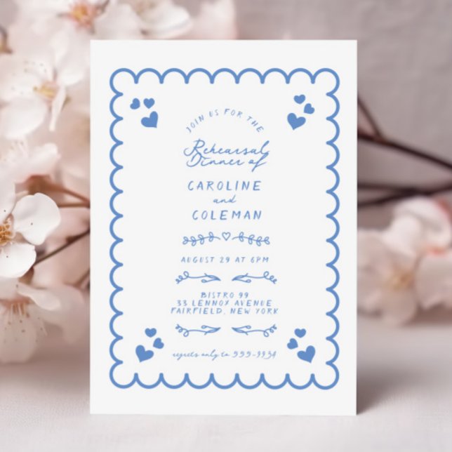 Retro Wave Doodle Handgeschriebenes Probe Dinner Einladung (Von Creator hochgeladen)