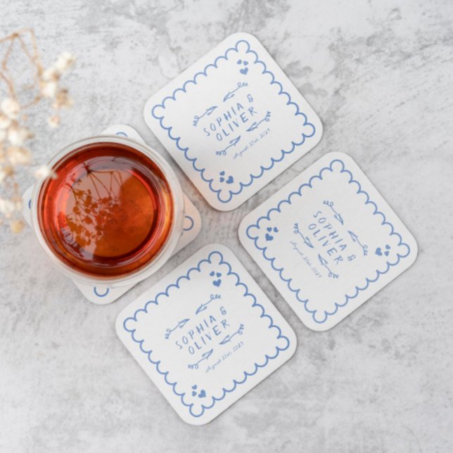 Retro Wave Doodle Illustrierte handgeschriebene Ho Rechteckiger Pappuntersetzer (Von Creator hochgeladen)