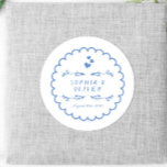 Retro Wave Doodle Illustrierte handgeschriebene Ho Runder Aufkleber<br><div class="desc">Retro Wave Doodle Illustrierte Hand Schriftklammern der Gastgeschenk Hochzeit</div>