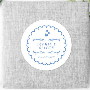 Retro Wave Doodle Illustrierte handgeschriebene Ho Runder Aufkleber