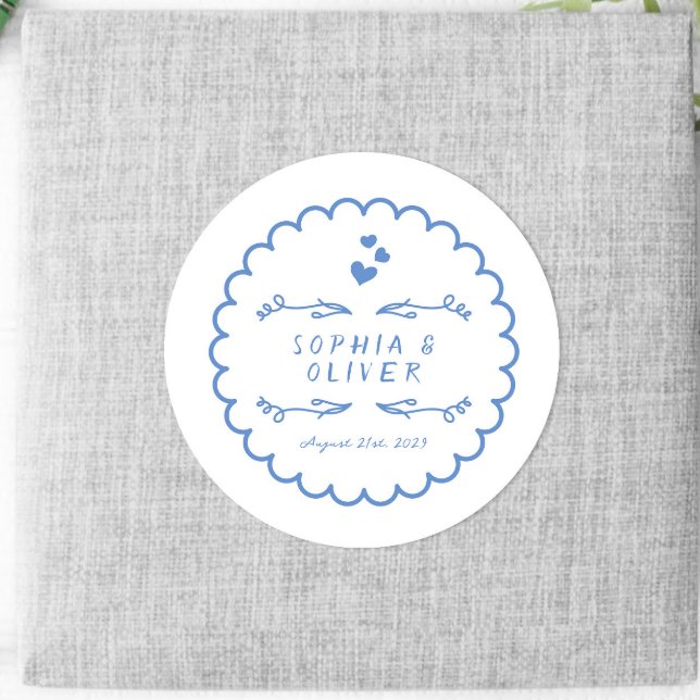 Retro Wave Doodle Illustrierte handgeschriebene Ho Runder Aufkleber (Von Creator hochgeladen)