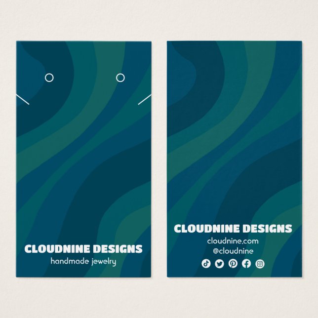 Retro Wave Earring Necklace Juwelier Display Card (Vorne & Hinten)