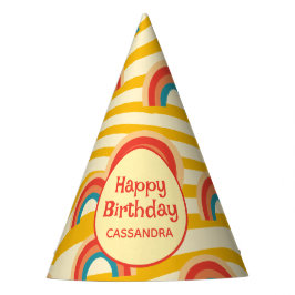 Retro Wave Funky Rainbow Groovy Party Hat Partyhütchen