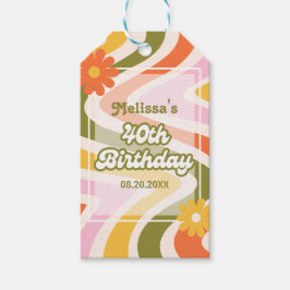 Retro Wave Groovy Blume Green 40. Geburtstag Geschenkanhänger