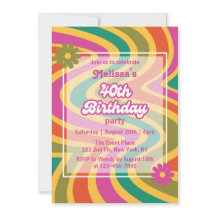 Retro Wave Groovy Blume Lila 40. Geburtstag