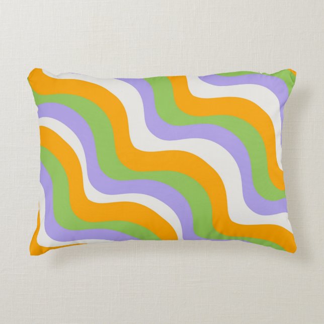 Retro Wave Groovy Curl Layer Abstrakt Y2k Muster Dekokissen (Vorderseite)