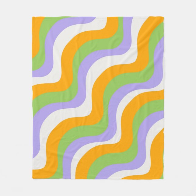 Retro Wave Groovy Curl Layer Abstrakt Y2k Muster Fleecedecke (Vorderseite)