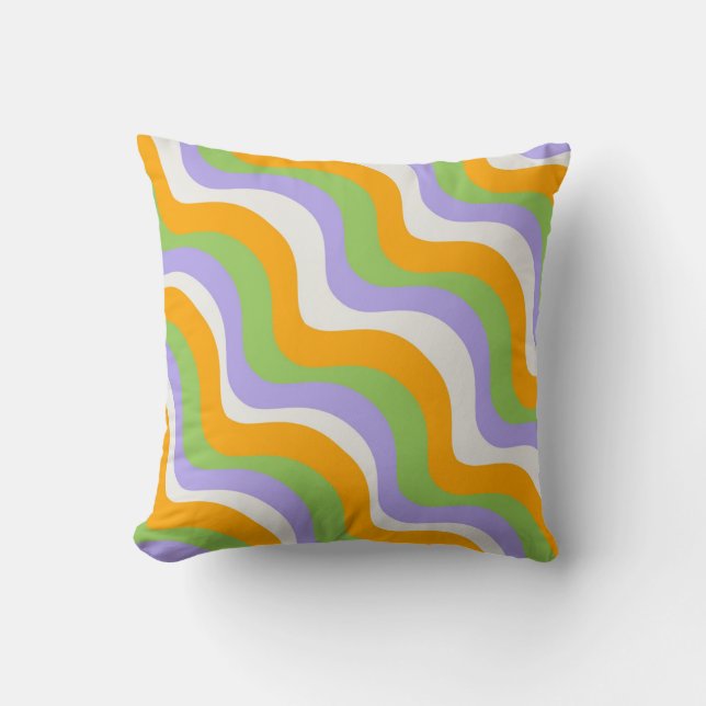 Retro Wave Groovy Curl Layer Abstrakt Y2k Muster Kissen (Vorderseite)