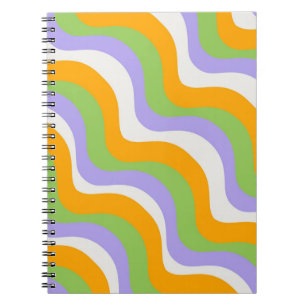 Retro Wave Groovy Curl Layer Abstrakt Y2k Muster Notizblock
