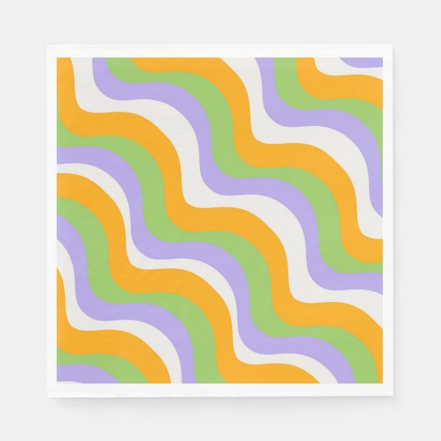 Retro Wave Groovy Curl Layer Abstrakt Y2k Muster Serviette (Vorderseite)