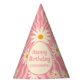 Retro Wave Groovy Daisy Party Hat Partyhütchen